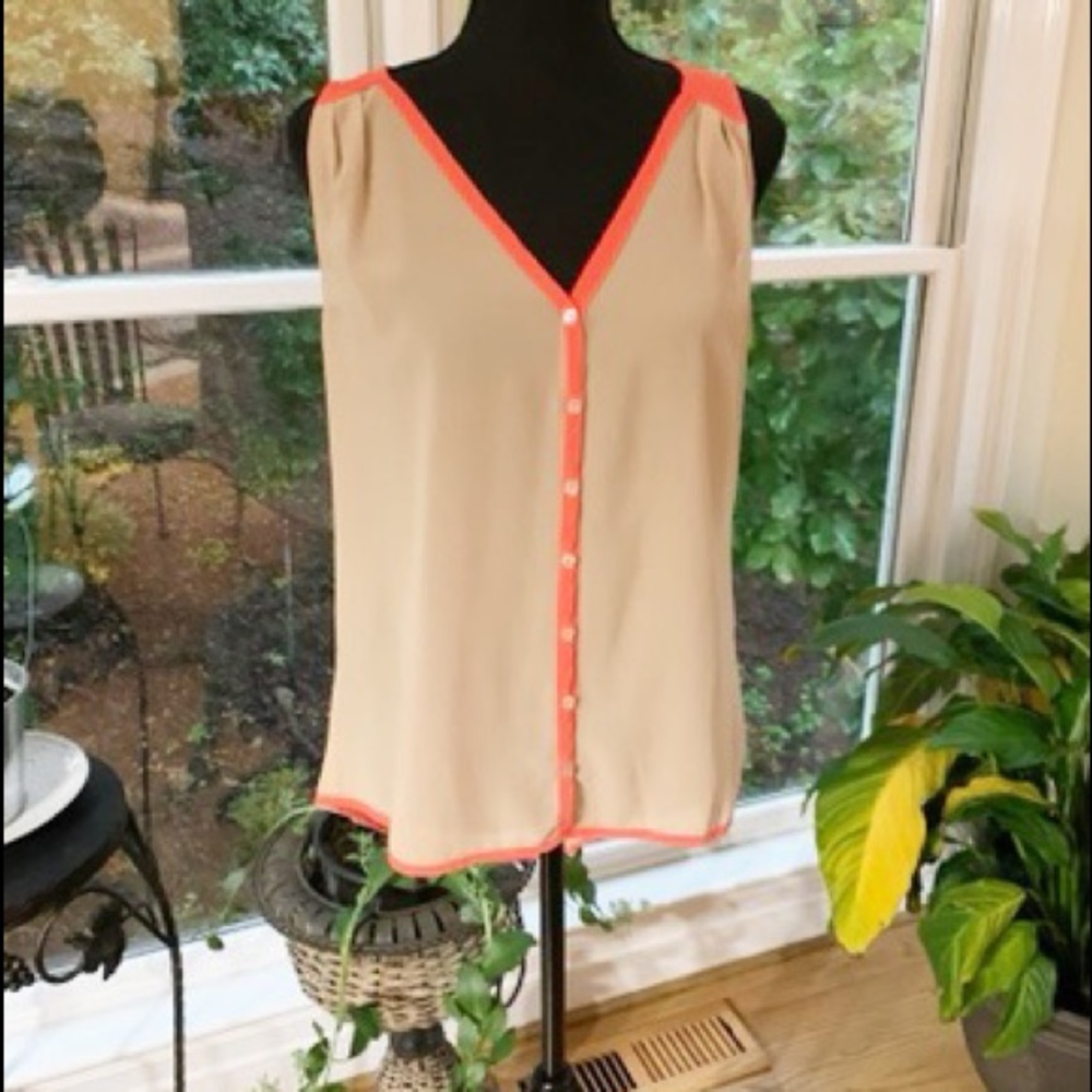 Sheer sleeveless top sz M orange tan